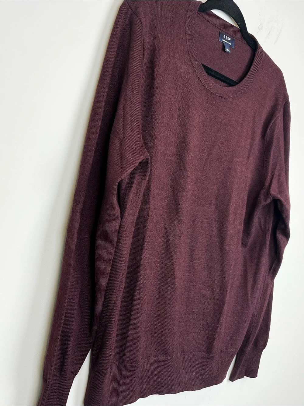 J. Crew Merino Wool Crewneck Men’s Sweater Burgundy Maroon Size Large